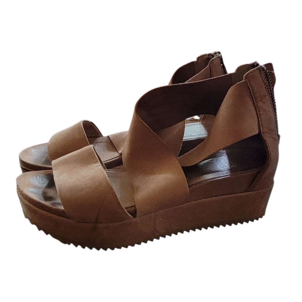 EILEEN FISHER Elon Wedge Platform Leather Sandal 5 1/2